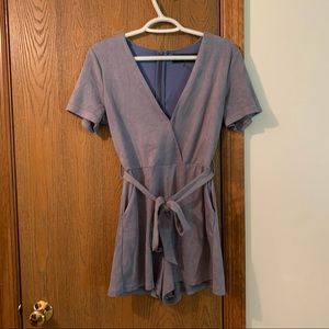 Akira Chicago Blue Suede Romper